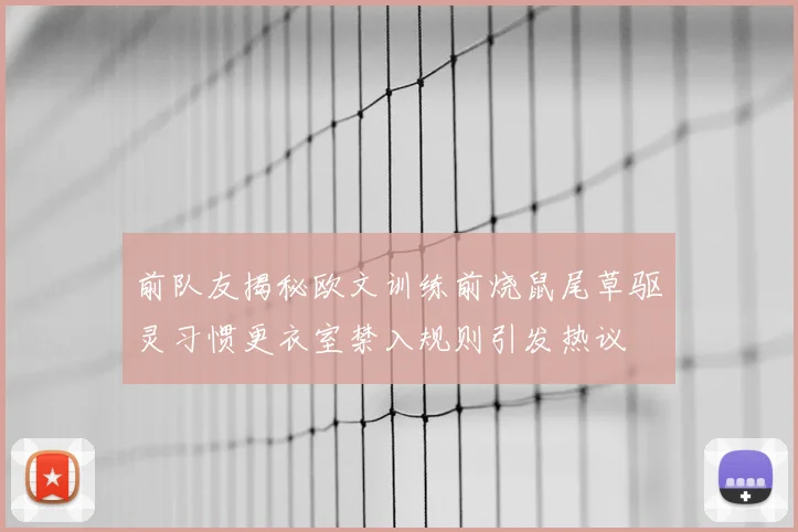 前队友揭秘欧文训练前烧鼠尾草驱灵习惯更衣室禁入规则引发热议